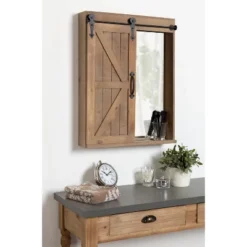 Decorative Wood Wall Storage Cabinet With Vanity Mirror And Sliding Barn Door Rustic Brown - Kate & Laurel All Things Decor 14 Decorative Wood Wall Storage Cabinet With Vanity Mirror And Sliding Barn Door Rustic Brown - Kate & Laurel All Things Decor -Home Decor Store GUEST 49a8a42a 31fa 4119 953a 1bab7dcf93b1