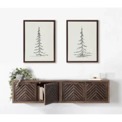 (Set Of 2) 18" X 24" Sylvie Minimalist Evergreen Trees Sketch Framed Canvas Set Brown - Kate & Laurel All Things Decor -Home Decor Store GUEST 4a47190a 0ed7 45d0 b5c3 72b296c6dc37