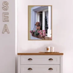 16" X 23" How Much Is That Dachshund In The Window? By Ric Ergenbright Danita Delimont Framed Canvas Wall Art - Amanti Art -Home Decor Store GUEST 4a81710b 840d 426b 95ef 552a9d0d4924