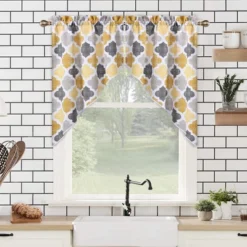 Geometric Quatrefoil Swag Valance Curtains For Windows Cotton Blend Fabric, 56" W X 36" L -Home Decor Store GUEST 4b2dbe25 5683 4973 8ae1 b8a214df20d1