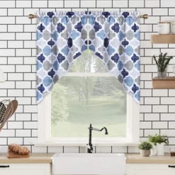 Geometric Quatrefoil Swag Valance Curtains For Windows Cotton Blend Fabric, 56" W X 36" L -Home Decor Store GUEST 4cdad54b 656d 4b8e 94b4 f05fe2ed3409