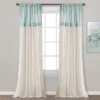 Home Boutique Farmhouse Faux Linen Colorblock Pleated Window Curtain Panels Blue/Off White 40x84 Set