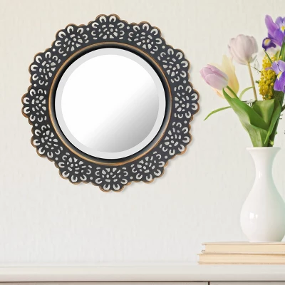 12.5" Floral Metal Lace Wall Mirror Brass - Stonebriar Collection 5 12.5" Floral Metal Lace Wall Mirror Brass - Stonebriar Collection - Image 3