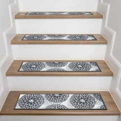 World Rug Gallery Modern Floral Circles Non-Slip Stair Treads -Home Decor Store GUEST 4ee88efa 56b8 4b1a a783 1b5233d1e159
