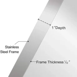 ANDY STAR Modern Decorative 24 X 36 Inch Rectangular Wall Mounted Hanging Bathroom Vanity Mirror With Stainless Steel Metal Frame, Polished Chrome -Home Decor Store GUEST 4f4eb466 ddd1 4ad4 9db9 46a63198f362