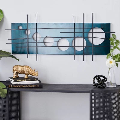 Metal Geometric Circle Cutouts Wall Decor Dark Blue - Olivia & May 4 Metal Geometric Circle Cutouts Wall Decor Dark Blue - Olivia & May - Image 2