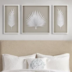 3pc Sabal Palm Rice Paper Framed Shadow Box Set Off White - Madison Park -Home Decor Store GUEST 51ef197d da92 47d8 a8f8 339e3a7241f1
