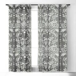 Home Decor Store 38 Emanuela Carratoni Ultimate Gray Damask 64" X 50" Single Panel Room Darkening Window Curtain - Deny Designs