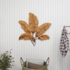 Metal Leaf Clutter Palm Wall Decor With Distressed Textured Brown - Olivia & May -Home Decor Store GUEST 55069a7d 00b3 4a06 ba07 8b1c4490098d