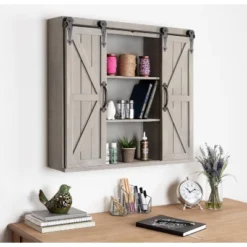 Decorative Wood Wall Storage Cabinet With 2 Sliding Barn Doors Rustic Gray - Kate & Laurel All Things Decor 13 Decorative Wood Wall Storage Cabinet With 2 Sliding Barn Doors Rustic Gray - Kate & Laurel All Things Decor -Home Decor Store GUEST 565c4c1a be01 4ea4 8941 4324fa5bdda8