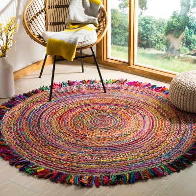 Vicki Stripe Woven Round Accent Rug - Safavieh 4 Vicki Stripe Woven Round Accent Rug - Safavieh - Image 2