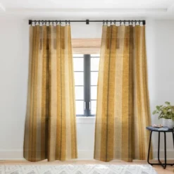 Little Arrow Design Co Ivy Stripes Mustard Single Panel Sheer Window Curtain - Deny Designs -Home Decor Store GUEST 58a3dbab afc1 4471 93c9 47b13bcbe306