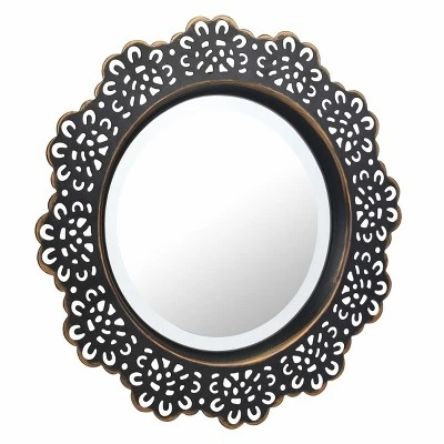 12.5" Floral Metal Lace Wall Mirror Brass - Stonebriar Collection 3 12.5" Floral Metal Lace Wall Mirror Brass - Stonebriar Collection