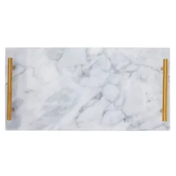 Rectangle Marble Serving Tray, Jewelry Trinket Tray, Perfume Tray, Bathroom Toilet Vanity Tray With Handle (White 15"x7.5"x0.4") -Home Decor Store GUEST 5c79fca7 9557 4135 9a00 25f6a0850d99