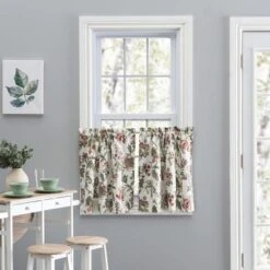 Ellis Curtain Madison Floral Design Printed Natural Ground 1.5" Rod Pocket Tailored Tier Brick -Home Decor Store GUEST 5c7f379f f9b2 4184 a72e 901865e5b563