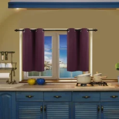 PiccoCasa Window Rod Pocket Valance Thermal Insulated Curtain Panels 2Pcs