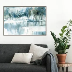 33" X 22" Blue Tree Reflections By Katrina Pete Framed Canvas Wall Art Gray Wash - Amanti Art -Home Decor Store GUEST 5d8e38d1 5440 414e 89fb 771c415a41fd