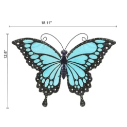 LuxenHome Blue Butterfly Glass And Metal Outdoor Wall Decor -Home Decor Store GUEST 5e792875 619a 4234 add0 f0d35be5246f