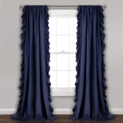Home Boutique Reyna Window Curtain Panels Navy 54x95 Set
