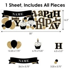 Big Dot Of Happiness Adult Happy Birthday - Gold - Peel And Stick Birthday Party Decoration - Wall Decals Backdrop -Home Decor Store GUEST 5fde924f d0f5 4447 a718 b30bbe684d19