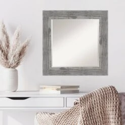 26" X 26" Beveled Bridge Gray Wood Wall Mirror - Amanti Art -Home Decor Store GUEST 62501511 484e 4ba6 92f0 e51a3faf059d