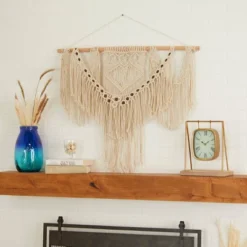 Cotton Macrame Intricately Handmade Weaved Wall Decor With Beaded Fringe Tassels - Olivia & May -Home Decor Store GUEST 6272191a abb7 415d bce5 f1455bf7bb69