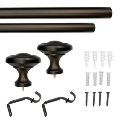 72"-144" Decorative Drapery Curtain Rod With Knob Finials Oil Rubbed Bronze - Lumi Home Furnishings -Home Decor Store GUEST 62bc7ffc 6880 4505 81d6 b4445429a963