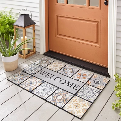 1'11"x2'11" 'Welcome' Patina Tiles Doorscapes Estate Mat - Mohawk 4 1'11"x2'11" 'Welcome' Patina Tiles Doorscapes Estate Mat - Mohawk - Image 2