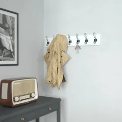 Flash Furniture Daly Wall Mounted 34 Inch Solid White Pine Wood Storage Rack With 7 Hooks For Entryway, Kitchen, Bathroom -Home Decor Store GUEST 663e933b b20d 4b35 9e53 91995d6246e8