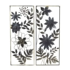Set Of 2 Metal Floral Wall Decors With Gold Frame - Olivia & May -Home Decor Store GUEST 66571e29 7d41 4b0e 9b98 341104ac997e