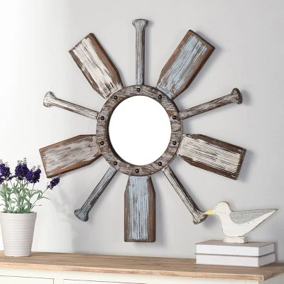 Montauk Weathered Boat Paddle Wall Mirror White/Blue - StyleCraft 5 Montauk Weathered Boat Paddle Wall Mirror White/Blue - StyleCraft - Image 3