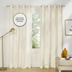 Exclusive Home Akola Medallion Linen Jacquard Grommet Top Curtain Panel Pair, 54"x84", Dove Grey -Home Decor Store GUEST 6883a580 ebe4 4abc 8849 1969e5ec0031