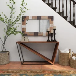 Rectangle Wood Wall Mirror With Faux Metal Details Brown - Olivia & May -Home Decor Store GUEST 6b327916 d9df 407e 98a2 c24f22fffd25