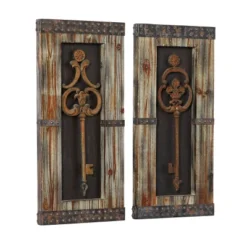 Wood Keys 3D Skeleton Wall Decor With Studs Set Of 2 Brown - Olivia & May -Home Decor Store GUEST 6e0c18ad 74f5 48d1 8223 491187ceb5b4