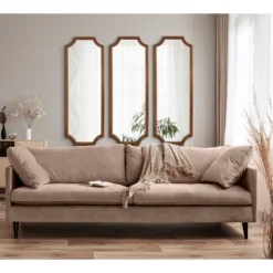 16" X 48" Hogan Framed Scallop Wall Mirror Rustic Brown - Kate & Laurel All Things Decor -Home Decor Store GUEST 6ef0559c f22e 4576 b713 a85c03cab9fe