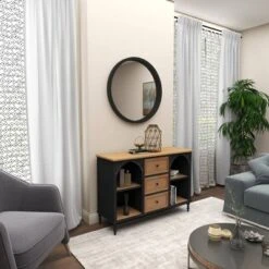 32" Contemporary Wood Wall Mirror Black - Olivia & May -Home Decor Store GUEST 71ab8a3c 744b 4152 bf7b e5652841c84b