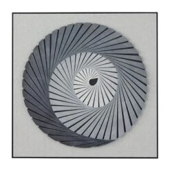 Wood Geometric 3D Spiral Shadow Box With Black Frame Gray - Olivia & May
