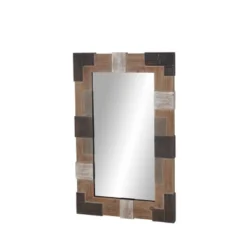 Rectangle Wood Wall Mirror With Faux Metal Details Brown - Olivia & May -Home Decor Store GUEST 78ce6e95 6178 4c25 bf18 91721536922c