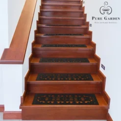 Set Of 2 Non-Slip Stair Treads For Wooden Steps - Heavy Duty Decorative Runner With Traction Control Grip - Outdoor Rubber Mats By Pure Garden (Black) -Home Decor Store GUEST 79b2ea1e 948e 4730 8c6c d4fe0f2e3b0a
