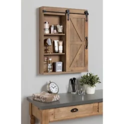 Decorative Wood Wall Storage Cabinet With Vanity Mirror And Sliding Barn Door Rustic Brown - Kate & Laurel All Things Decor 15 Decorative Wood Wall Storage Cabinet With Vanity Mirror And Sliding Barn Door Rustic Brown - Kate & Laurel All Things Decor -Home Decor Store GUEST 7d8735b3 1d0c 41e3 b438 f13cd0a624b5