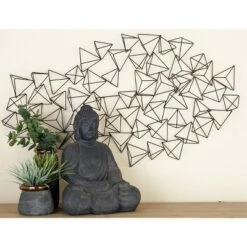 Metal Geometric 3D Triangle Wall Decor Black - Olivia & May
