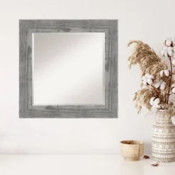 26" X 26" Beveled Bridge Gray Wood Wall Mirror - Amanti Art -Home Decor Store GUEST 7ecaf9ee 7d23 497d 8f7c da629f9ebd12