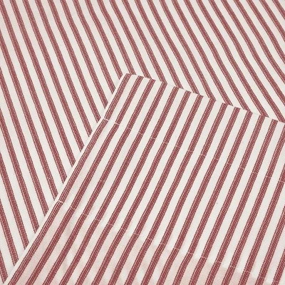 Ellis Curtain Plaza Classic Ticking Stripe Printed On Natural Ground 1.5" Rod Pocket Tailored Tiers Brick 6 Ellis Curtain Plaza Classic Ticking Stripe Printed On Natural Ground 1.5" Rod Pocket Tailored Tiers Brick - Image 4