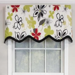 RLF Home Aria Ruffled Window Treatment Provance Premium Quality Valance 3" Rod Pocket 50" X 17" Multi/Ivory