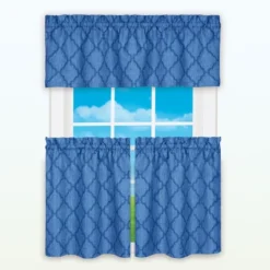 Collections Etc 3-Piece Colby Woven Trellis Valance And Tier Set
