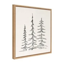 30" X 30" Sylvie Minimalist Evergreen Trees Sketch Framed Canvas By The Creative Bunch Studio Natural - Kate & Laurel All Things Decor