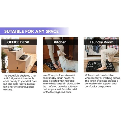 Coffee Words Designer Chef Oil & Stain Resistant Anti-Fatigue Kitchen Floor Mat 6 Coffee Words Designer Chef Oil & Stain Resistant Anti-Fatigue Kitchen Floor Mat - Image 4