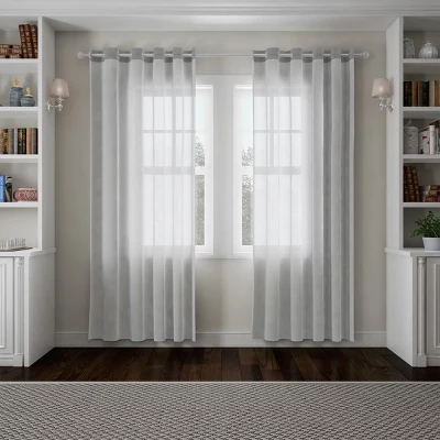 Hastings Home Curtain Rod, Silver With Cone Finials 5 Hastings Home Curtain Rod, Silver With Cone Finials - Image 3