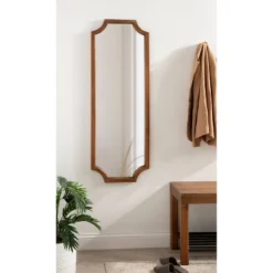 16" X 48" Hogan Framed Scallop Wall Mirror Rustic Brown - Kate & Laurel All Things Decor -Home Decor Store GUEST 88b1026e 8a92 487c aba9 dc468ddee704