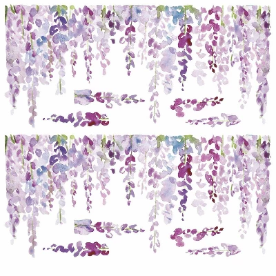 Wisteria Peel And Stick Giant Wall Decal Purple - RoomMates 3 Wisteria Peel And Stick Giant Wall Decal Purple - RoomMates